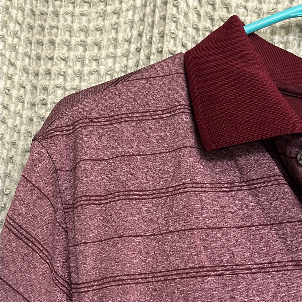 Attack Life by Greg Norman Burgundy Striped Polo - Picture 4 of 4